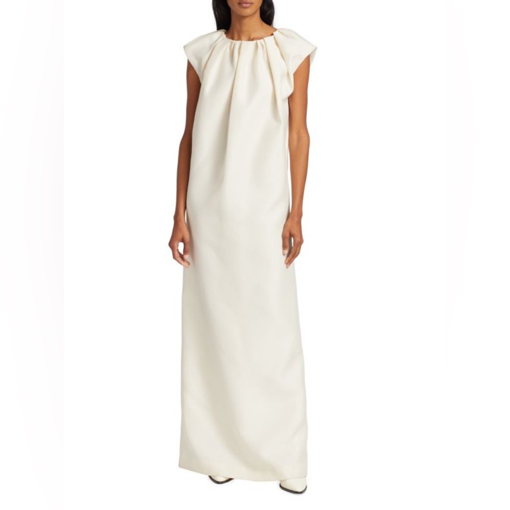 CO Cream Gathered Cap Sleeve Wool‎ and Silk Gown